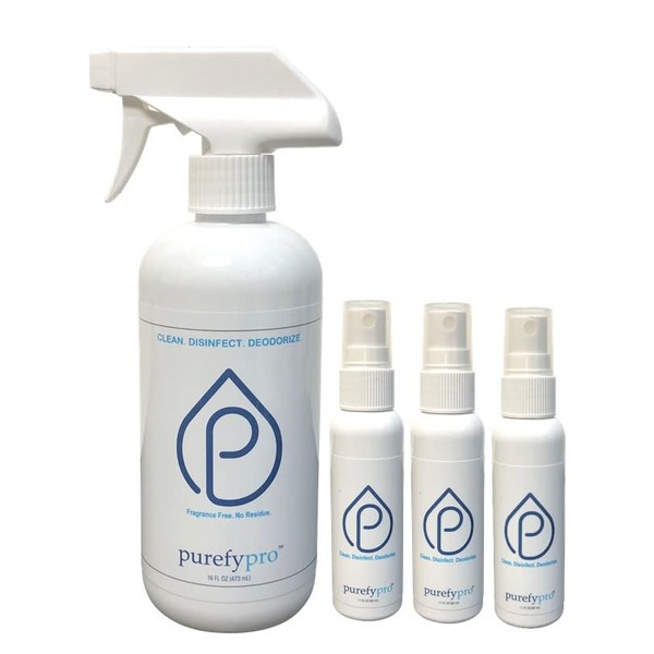 Purefypro Disinfectant Spray FRP Pack. Kills 99.9999% Flu, Norovirus, HIV, Hepatitis Viruses and Drug Resistant Germs, No Rinse, No Residue. (FRP Pack)