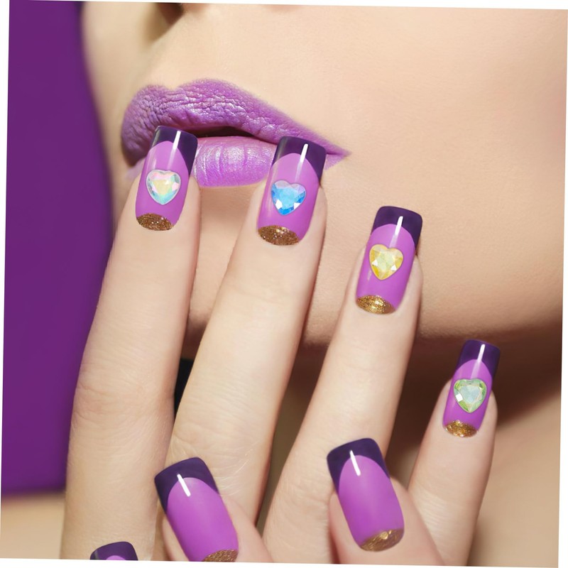 TOVINANNA Nail Charms Kit for Women Heart Shaped Resin Rhinestones