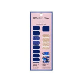 Dashing Diva Gel Nail Strips Blue Vixon Colorway- 32 Gel Nail Strips Ultra Shine