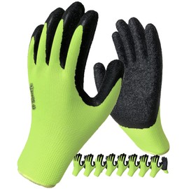 UTowels Coated Safety Gloves for Work - 8 Pair Pack, Firm Grip, General Purpose and Gardening, for Men and Women (Size Small, Green)