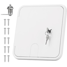 RVGUARD RV Access Door, RV Electric Cord Power Cord Hatch Cable Cover White for Hatch Cord Replacemet, 8-1/2" H x 8" W