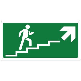 Pubblimania Staircase Ascent Right Emergency Exit | Aluminium Composite Sign 3mm Outside/Inside (Right Stairs Ascent, 1 Unit)