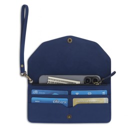 CestAntiQ Leather Money Bag Wallet for Women Reusable Budget Organizer Retro Clutch Vintage Cash Envelope Continental Wallet Travel Currency Organizer Handmade Long Utility Pouch (Blue)