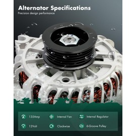 SCITOO Alternator Fits for Ford for Explorer 4.6L 2006-2008,for Ford for Explorer Sport Trac 4.6L 2007-2008,for Mercury for Mountaineer 4.6L 2006-2008 12V 135Amp CW 6-Groove Pulley 6L2T10300AB