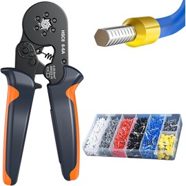 Blyxon Ferrule Crimping Tool Kit with 1900PCS Wire Connectors, Hexagonal AWG23-10 Sawtooth Self-Adjustable Ratchet Wire Terminals Crimper Kit