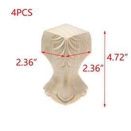 T Tulead Wood Furniture Legs Unfinished Sofa Feet Replacement Couch Table Wardrobe Cabinet Dresser Legs 120mm/4.72" Height,Set of 4