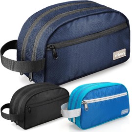 emissary Travel Toiletry Bag for Women and Men, Water-resistant Shaving Bag for Toiletries Accessories, Foldable Shower Bags with Divider and Handle for Cosmetics Toiletries, Blue