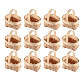 12pcs Mini Woven Baskets Miniature Basket 2.5 Inch Doll Picnic Basket Baskets Easter Party Favors A