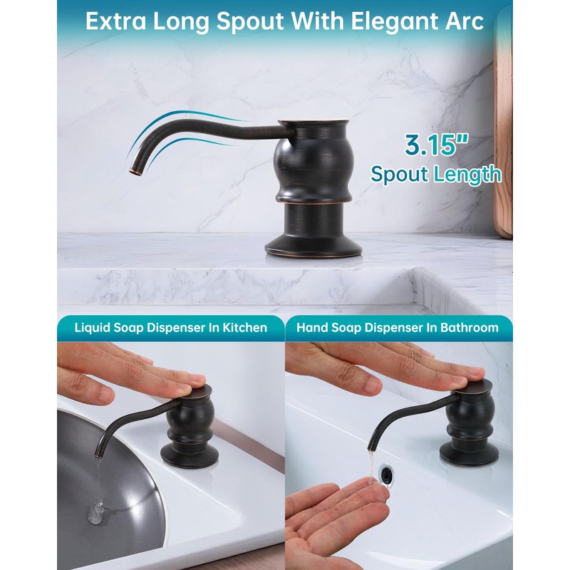 Brass Kitchen Soap Dispenser, Oil Rubbed Bronze in Sink Liquid