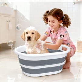 ddLUCK Multi-Functional Collapsible Pet Bathtub, Cat Bathtub Portable Indoor Outdoor Foldable Washing Tub Bathing Tub Small Pets Bathtub for Puppy Small Cats