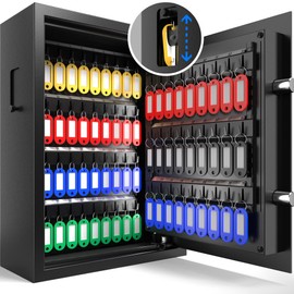 XDeer 71-Key Safe Wall Mount with Advanced Anti-Theft & LED Light, Key Cabinet with Combo & Key Lock for Hotels, Offices & Car Dealerships