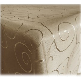 Jemidi Tablecloth. Satin Ornaments. Elegant Tablecloth. 31 Sizes and 7 Colours., cappuccino, 110x110