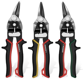 ARROW 3PCS 8-inch Tin Snips for Cutting Metal Sheet, CR-V Steel Aviation Snips, High Leverage Labor-saving Metal Cutter, Left Straight Right Cut