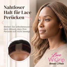 Milano Original Lace WiGrip Comfort Band, Velvet Wig Grip Band, Adjustable Non-Slip Headband for Wigs (Brown, Pack of 2)