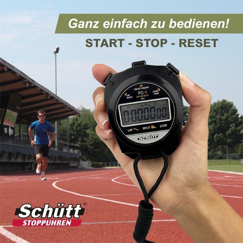 Schütt Stopwatch PC-1, Large Single-Line Display, Pressure Point Mechanism, Dust