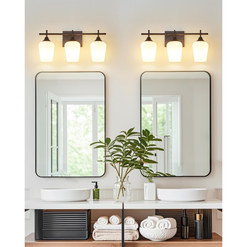 Osimir 3-Light Bathroom Lighting Fixtures Over Mirror, 21" Oil Rubbed