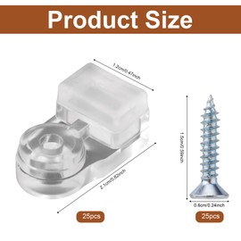 Pack of 25 Glass Holding Clips, Plastic Glass Plate Clips, Glass Holding Clips for Storm Doors, Window Decoration Fittings with Screws for Attaching Cabinets, Window Doors