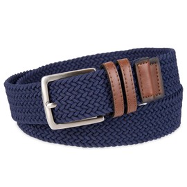 Dockers Men's 35mm Stretch Fabric Braided Belt, Navy, Medium