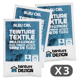 Set of 3 Textile Paints - Sky Blue - Universal Textile Paint for Clothing and Natural Fabrics
