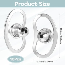 10Pcs Metal Earring Backs for Droopy Ears Large Earring Support Lifter Backings Replacements for Droopy Ears Earring Supports Earring Lifters for Stretched Earlobes Locking Butterfly Earring Backers