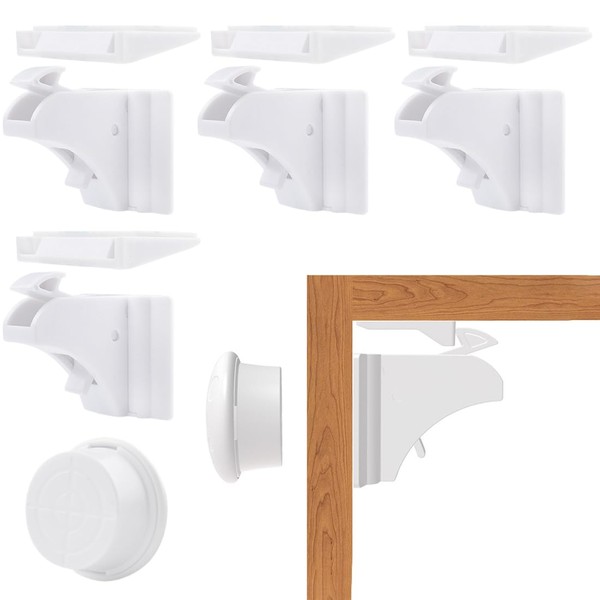 WeddHuis 4 Locks with 1 Key Baby Safety Magnetic Cabinet