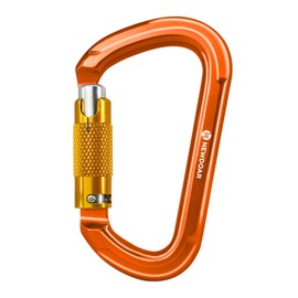NewDoar 28KN UIAA & CE Certified Auto Climbing Carabiner Professional Auto Locking Clips D-Shaped Heavy Duty Carabiner for Camping, Hiking, Swing, Hammock, Rappelling(Orange 5Pcs)