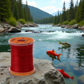 Red 100Yard 200D UV Big Fly Thread Premium Strong Durable Fly Tying Thread Spool Salmon Bass Flies Tying Thread Material Fluorescent Fly Tying Materials Accessories