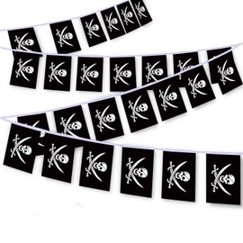 30 PCS Pirate Flag String,32 FT Jolly Roger Bunting,Decoration Banner for Outdoor Indoor Patio Yard Decor