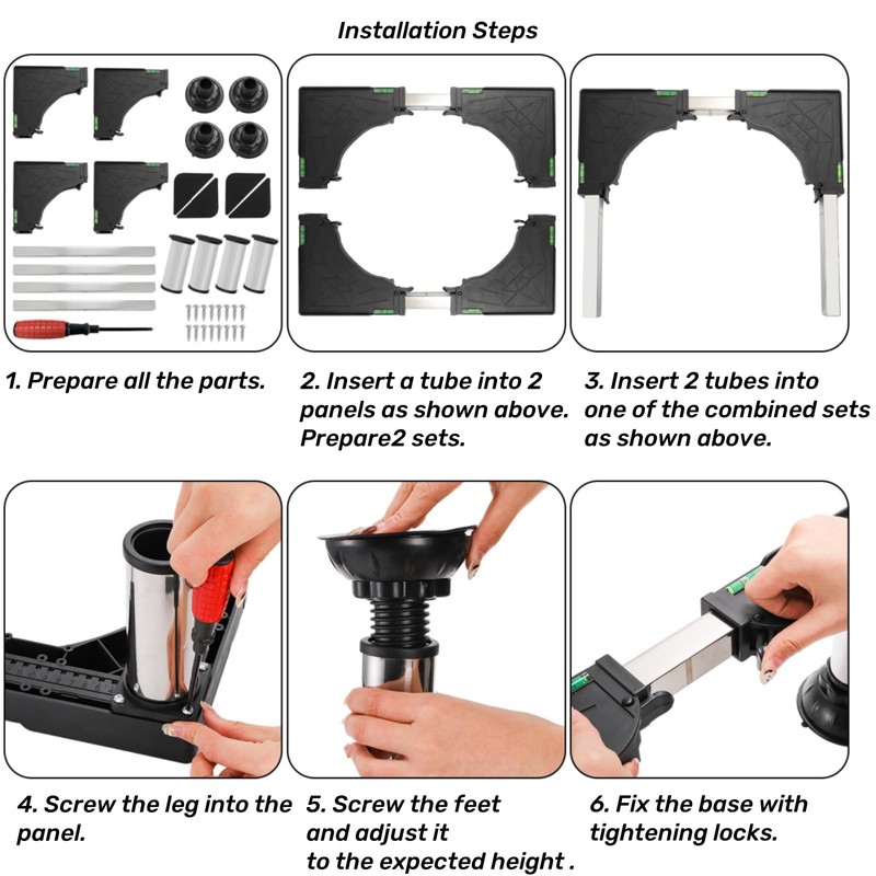 8.3"-9.5" Height Mini Fridge Stand, Washing Machine Pedestal with 4