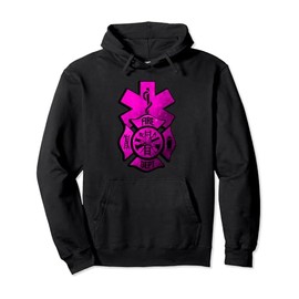EMT EMS Fire Rescue Pink Usa Firefighter American Paramedic Pullover Hoodie