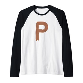 Creative Bold Leather Letter P - Design - Alphabet - Marker Raglan Baseball Tee