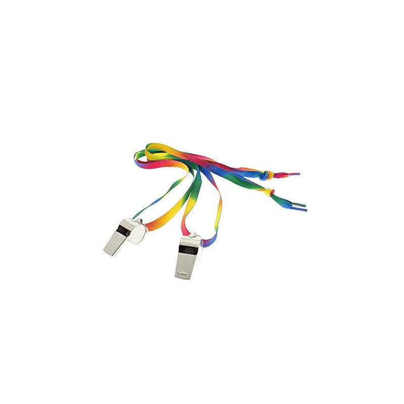 Zac's Alter Ego Pair of Shiny Metal Whistles on Rainbow