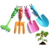 Garden Tool Set, 4-Piece Cartoon Animal Design, Includes Rake, Fork,