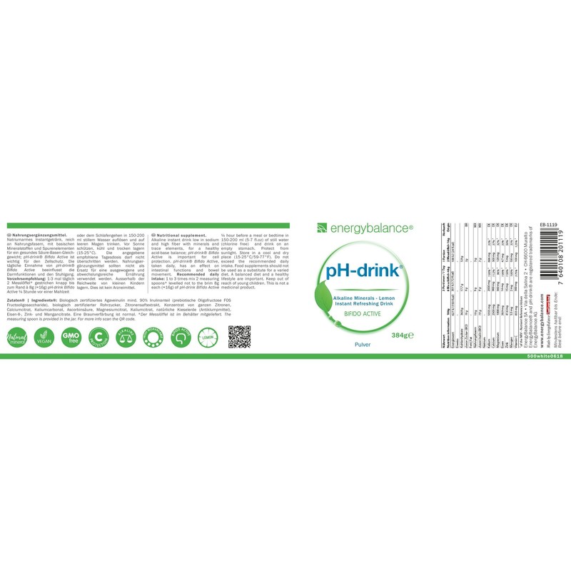 EnergyBalance pH drink Bifido Active Lemon Base Drink Powder Trace