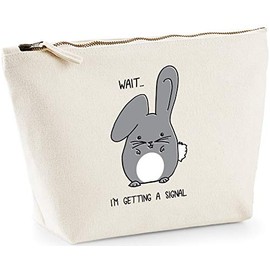 Hippowarehouse Wait I'm getting a signal bunny rabbit printed make up cosmetic wash bag 18x19x9cm