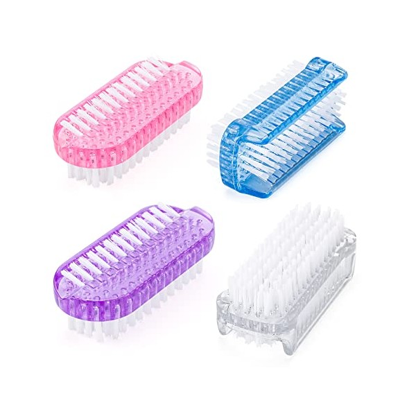 G2PLUS Two-Sided Hand Nail Brushes - 4 PCS Plastic Nail