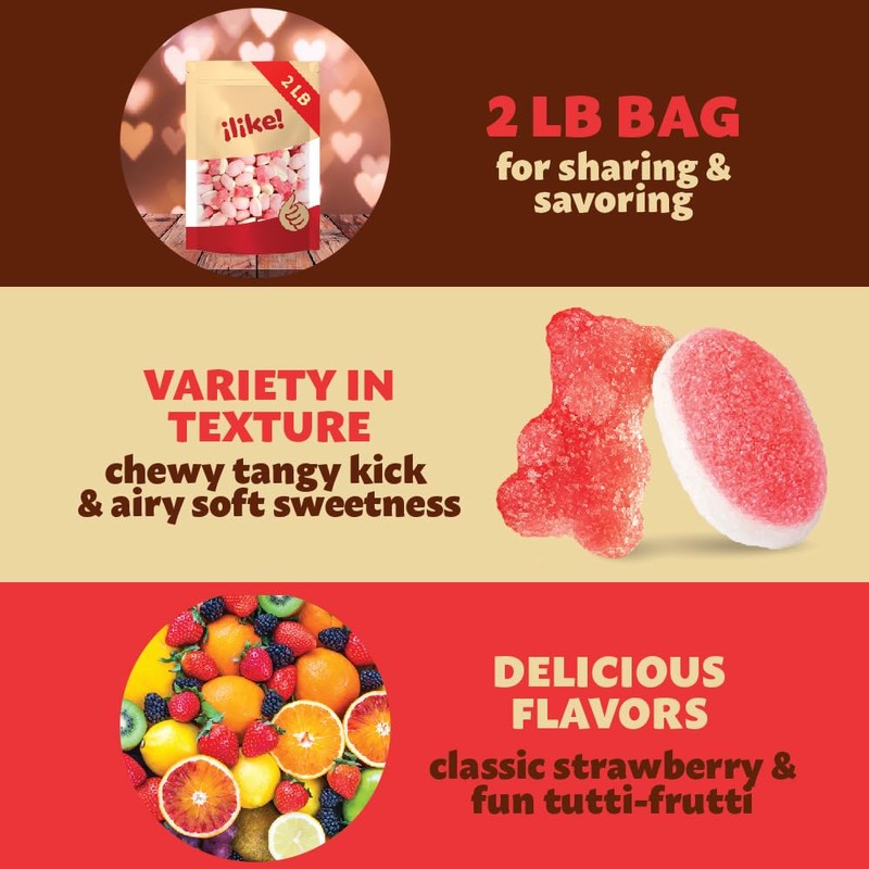 Pink Candy Mix | 2 Pound Bag | Sour Gummi