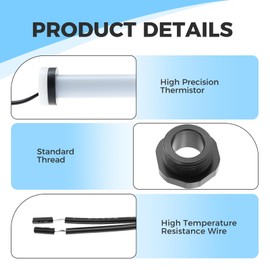 ETERMETA R0456500 Temperature Sensor Compatible with Zo-diac Jan-dy Le-gacy LRZE/LRZM/JXI/LXI 125 175 200 250 260 300 325 400 Pool and Spa Heaters, Replaces R0456600 R0523900 R0477300 6204-209