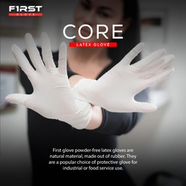First Glove Core Latex 5 Mil Small 100ct. Disposable Gloves - Safe Disposable Gloves, Disposable Cleaning Gloves, Textured Gloves for Enhanced Grip, Kitchen Gloves