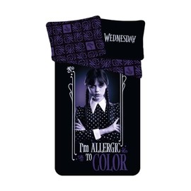 Wednesday Addams Bedding Set, 100% Cotton, Reversible Wednesday Duvet Cover 140 x 200 cm + Matching Pillowcase