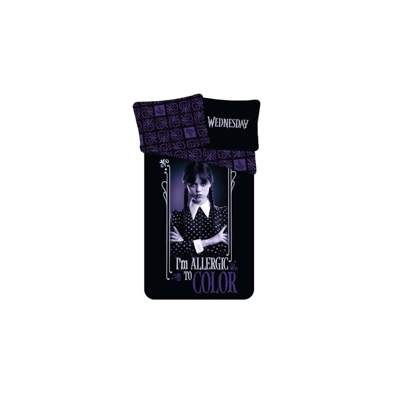 Wednesday Addams Bedding Set, 100% Cotton, Reversible Wednesday Duvet Cover