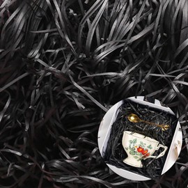 Shredded Paper Filling Material, Hillylolly Shredded Tissue Paper, Filling Material Gift 200 g, Gift Filling Paper, Easter Grass, Decorative Filling for Gift Box, Gift Basket (Black)