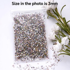 Lt Pink AB Rhinestones Bulk, 10000PCS Flat Back Round Jelly AB Rhinestones Non-Hotfix Crystal Gems Wholesale for Crafts Makeup Nails Face Tumblers Clothes Shoes Handmade Decoration 3mm