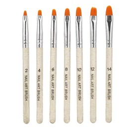 7 piezas de pinceles para uñas, patrón de bricolaje, pintura para uñas, dibujo de pluma de gel UV, juego de pinceles para dibujo de uñas, cepillo de diseño de uñas con mango transparente(Oro)