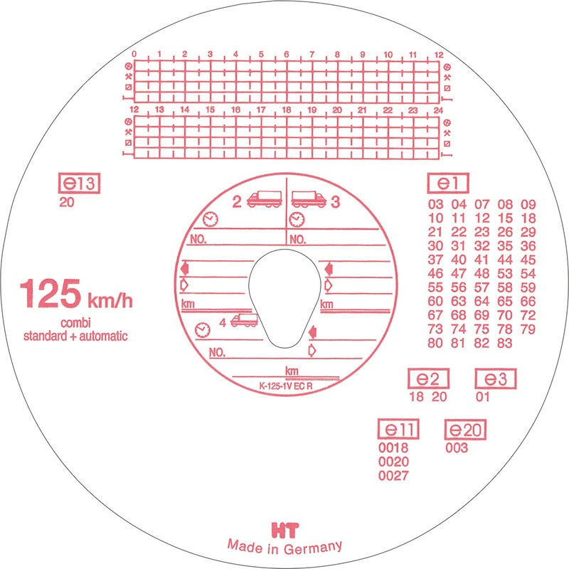 RNK COMBI Tachograph Disks 125 km/h Haug # 125 100/3100