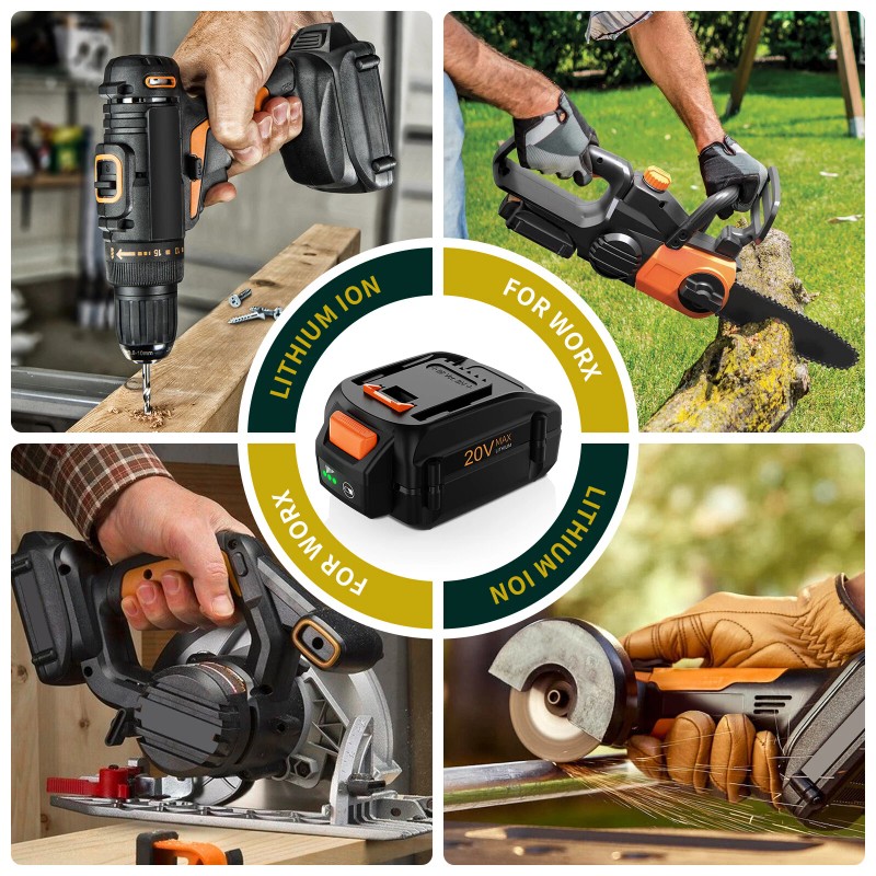 For Worx 2pack For WORX 20V MAX Extend 6.0Ah Lithium