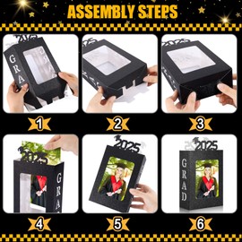 6 pcs Graduation Centerpiece Decorations for Table 2025 Graduation Picture Frames for 6x4 Inch Photo Display Congrats Grad Glitter Paper Albums Table Decoration for Graduation Gift Grad Party Favor