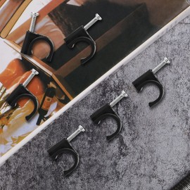 100 Pcs Round Black Cable Clips, Cable Tacks,Wire Clips,For Cables 7mm, Skirting Wire Nail Clips, Cable Tacks for Ethernet, Electrical Cables, Wires