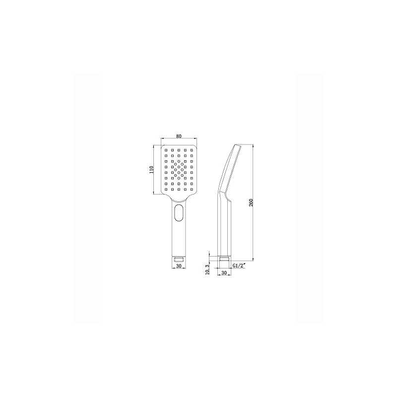 ENKI, E05, Modern Square Multi Function Hand Shower 3 Setting,
