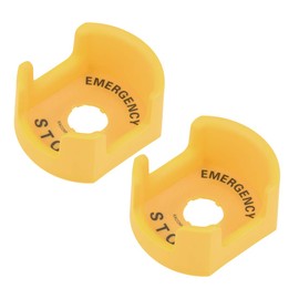 uxcell 22mm Push Switch Button Protective Cover With Emergency Stop Warning Circle Yellow 2pcs